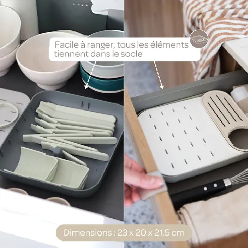 Organisateur de tiroir pratique pour ustensiles de cuisine, dimensions 23 x 20 x 21,5 cm