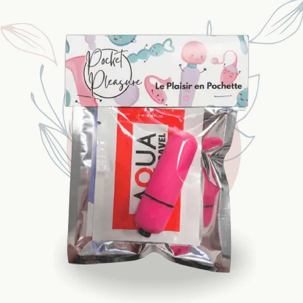 Kit de bien-être intime Pocket Pleasure avec vibromasseur rose et lubrifiant Aqua Travel, pour le plaisir féminin discret