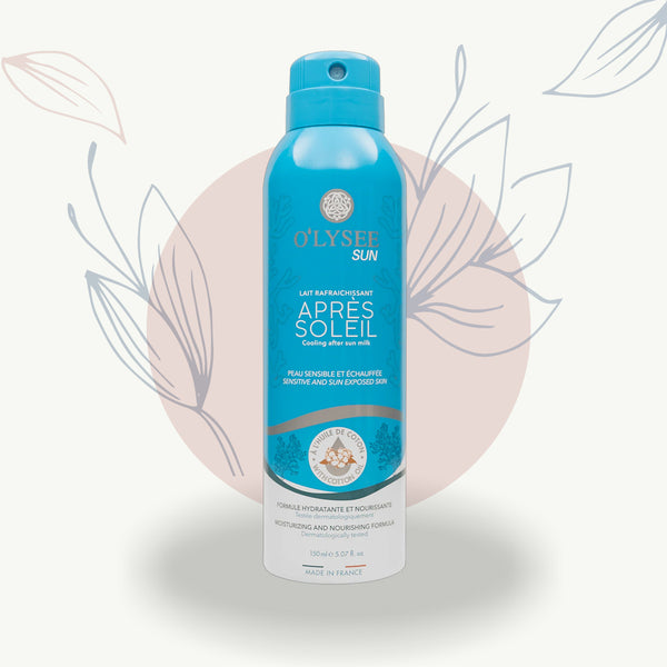 Lait rafraîchissant après-soleil pour peau sensible, à l'huile de coton, hydratant et nourrissant