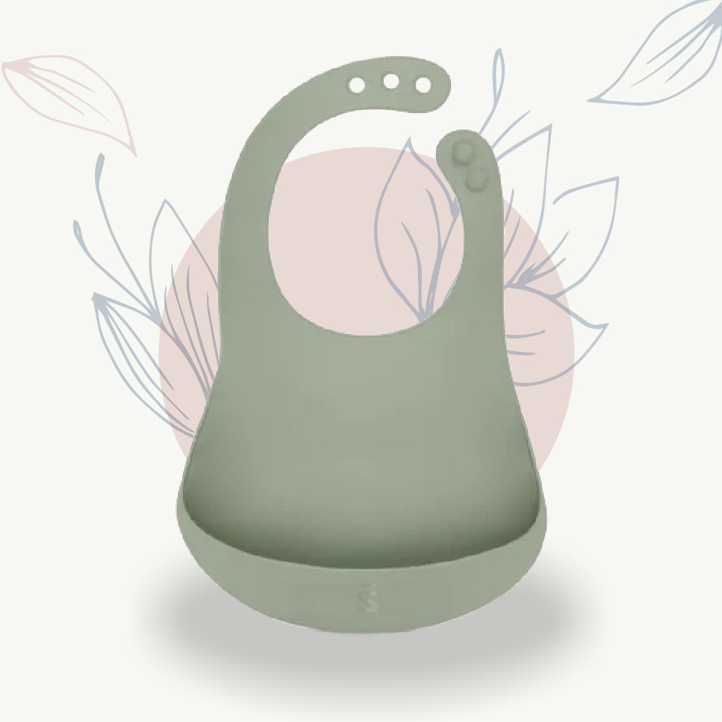 Bavoir bébé en silicone vert doux pour maternité et soins infantiles