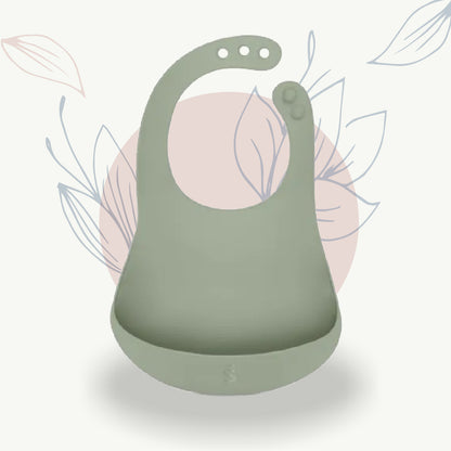 Bavoir bébé en silicone vert doux pour maternité et soins infantiles