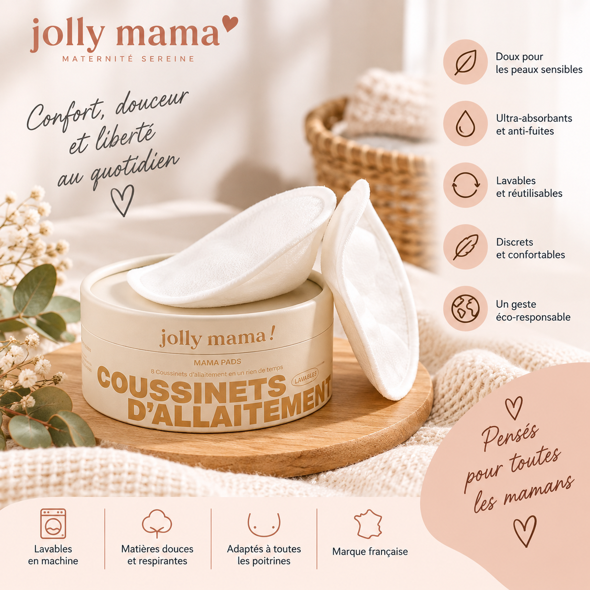 Coussinets d'Allaitement Lavables