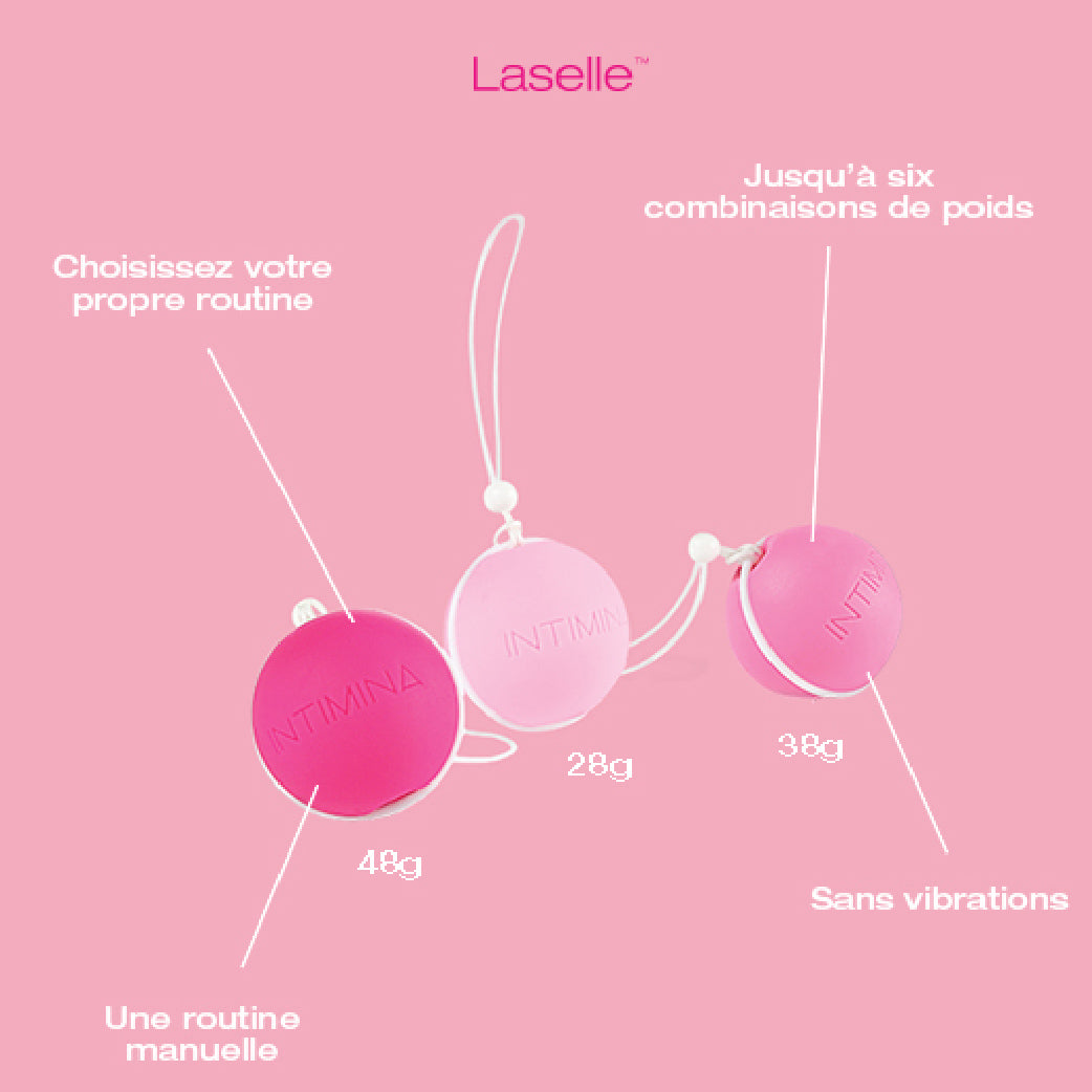 Boules de Kegel INTIMINA sans vibrations, 3 poids (28g, 38g, 48g) pour routine manuelle bien-être intime
