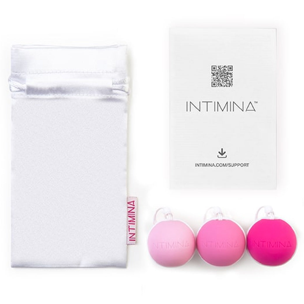 Boules de Kegel Intimina pour le bien-être intime féminin, avec sac de rangement et guide