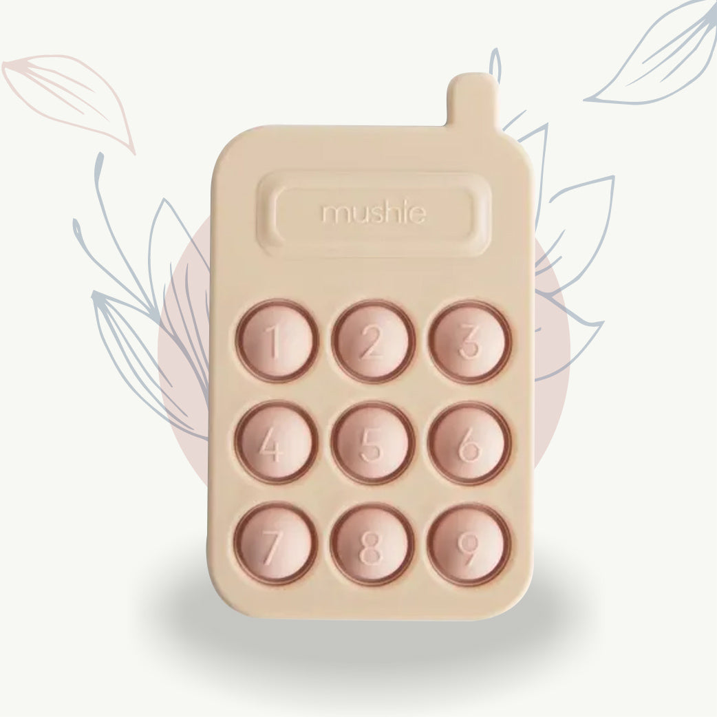 Jouet anti-stress Mushie en forme de téléphone, idéal pour le bien-être et la maternité