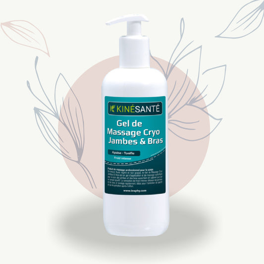 Gel de massage cryo pour jambes et bras, apaise et tonifie avec froid intense, soin bien-être féminin