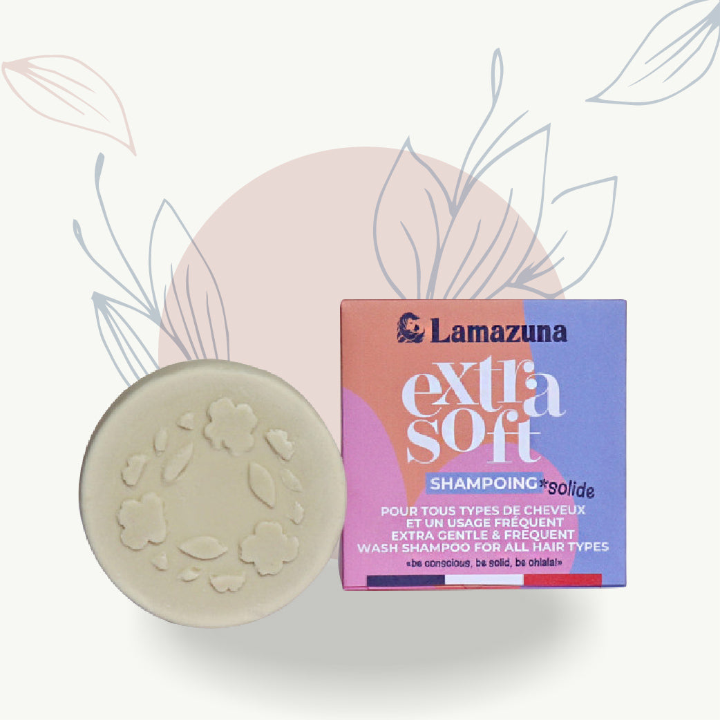 Shampoing solide extra doux Lamazuna pour tous types de cheveux, soin capillaire naturel et durable