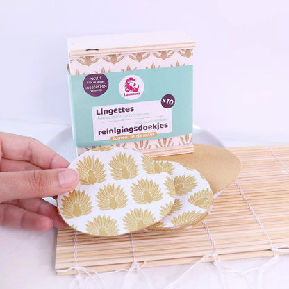 Coffret de 10 lingettes démaquillantes lavables dorées – Lamazuna