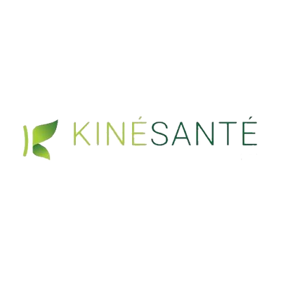 Logo Kinésanté avec feuille verte, bien-être féminin et santé naturelle