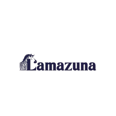 Logo Lamazuna avec cheval stylisé, marque de produits bien-être féminin écologiques