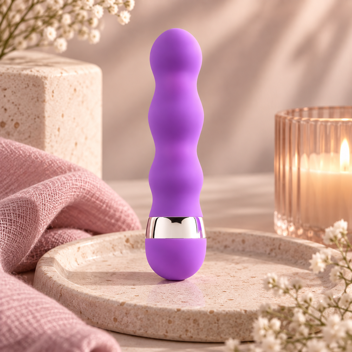 Mini Vibromasseur Violet Ondulés