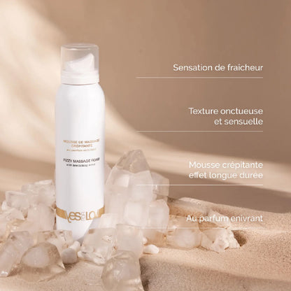 Mousse de massage crépitante pour bien-être féminin, texture onctueuse et parfum enivrant