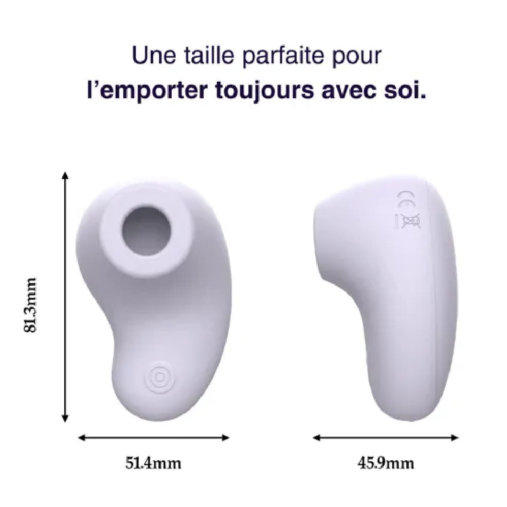 Stimulateur intime blanc ergonomique, dimensions 81,3 x 51,4 mm, pour bien-être féminin et portabilité