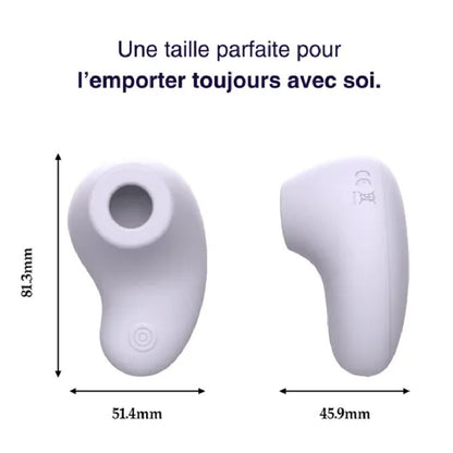 Stimulateur intime blanc ergonomique, dimensions 81,3 x 51,4 mm, pour bien-être féminin et portabilité