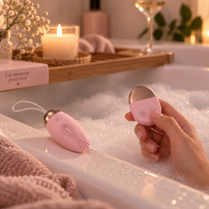 Oeuf Vibrant Rainuré Rose USB avec Télécommande
