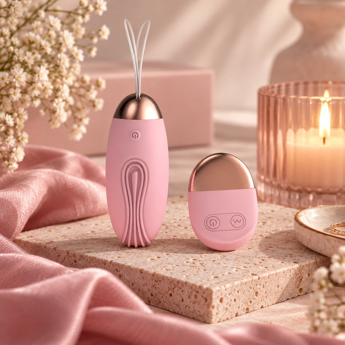 Oeuf Vibrant Rainuré Rose USB avec Télécommande