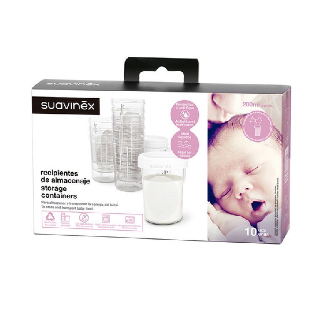 Récipients de stockage pour lait maternel Suavinex, 200ml, 10 unités, hermétiques et anti-fuites pour allaitement