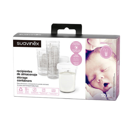 Récipients de stockage pour lait maternel Suavinex, 200ml, 10 unités, hermétiques et anti-fuites pour allaitement