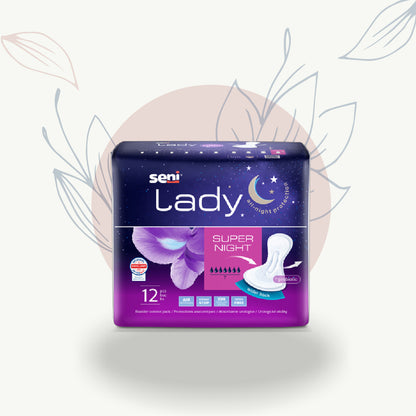 Protections anatomiques Super Night Seni Lady pour une protection nocturne optimale, sans latex, avec probiotiques
