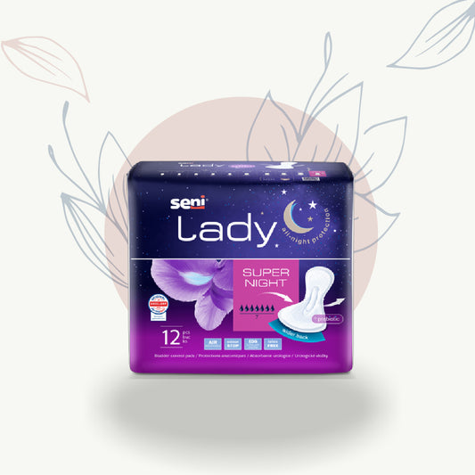 Protections anatomiques Super Night Seni Lady pour une protection nocturne optimale, sans latex, avec probiotiques