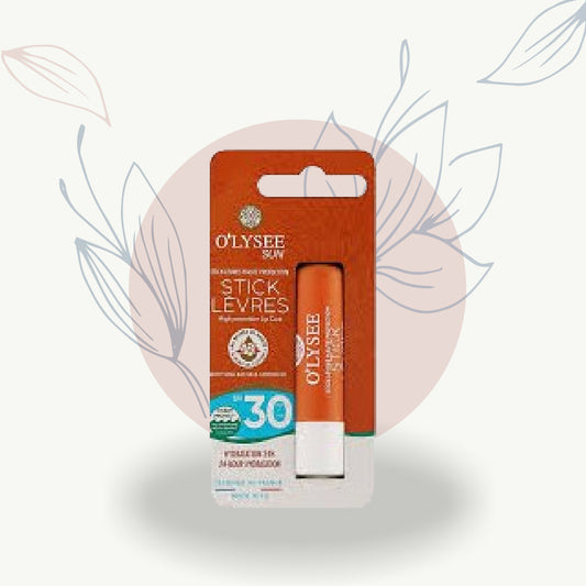Stick lèvres bio SPF 30 Olysee Sun, protection solaire naturelle pour les lèvres, idéal pour le bien-être féminin