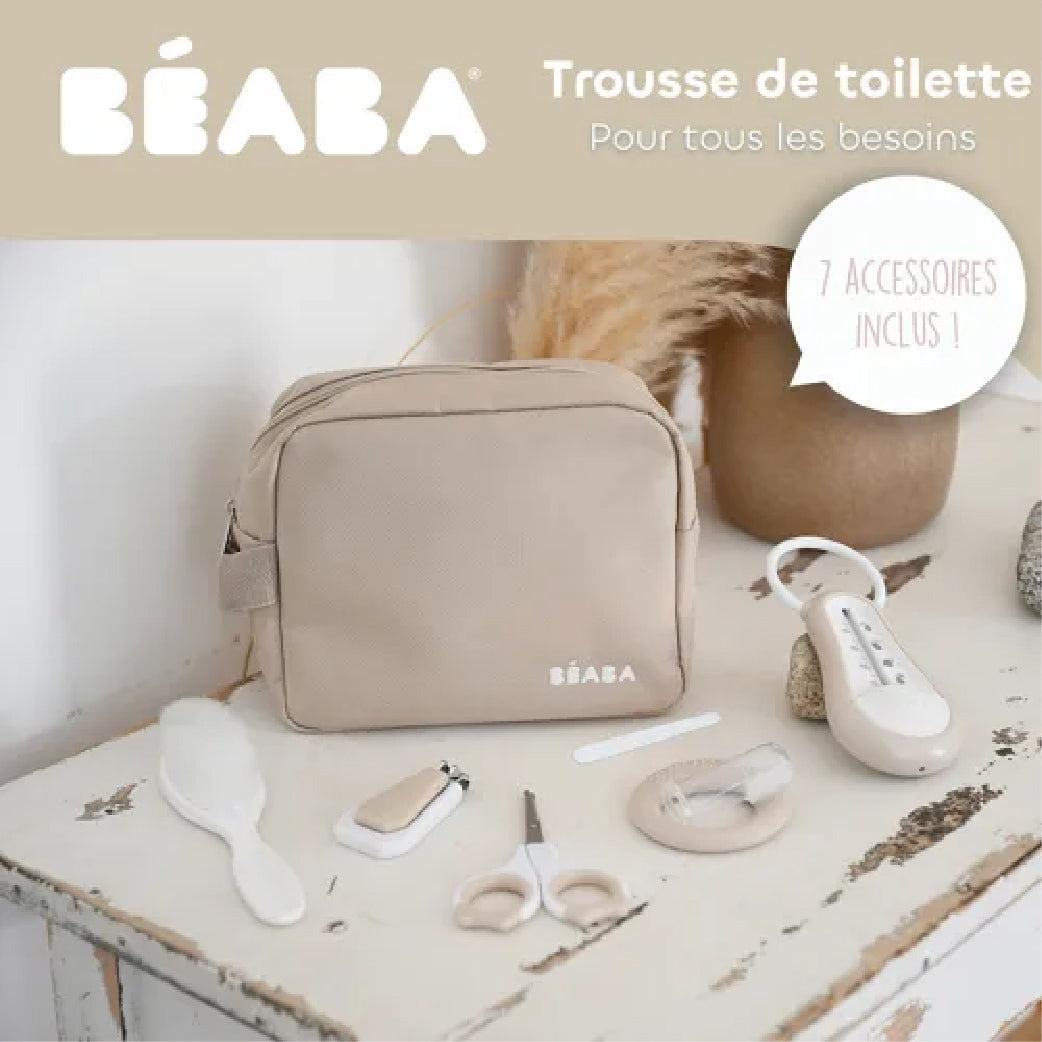 Trousse de toilette bébé BÉABA avec 7 accessoires pour soins et hygiène infantile, idéale maternité et post-partum