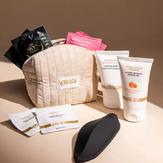 Kit bien-être intime Yes to Love avec gel massage, élixir et lingettes pour couples, idéal post-partum et soins féminins